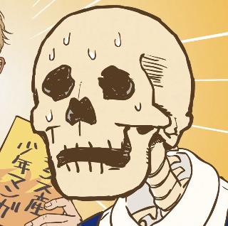 nervous anime skeleton face (Skull-face Bookseller Honda-san)