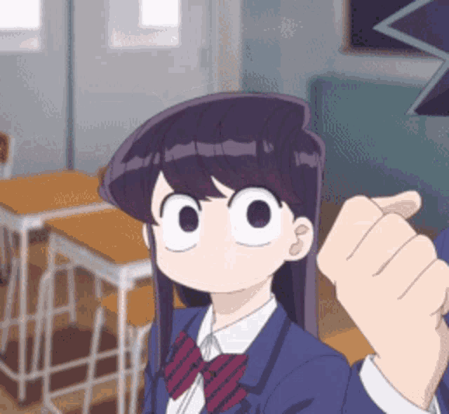 Komi-san with cat ears nodding anime gif